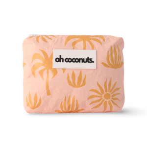 pink palm print with mustard palm trees wet dry bag