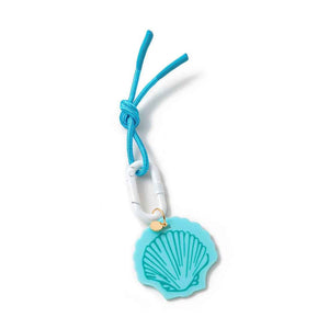 blue shell on white and bright blue rope keychain or bag charm
