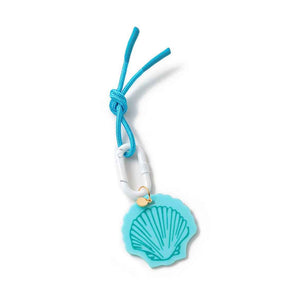 blue shell on white and bright blue rope keychain or bag charm