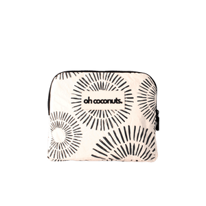 The nixon travel backpack folded into a pouch size. 
