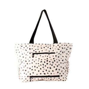 back of coco beach bag with double zips