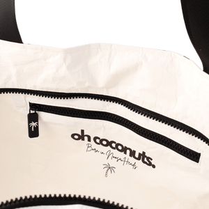 inside coco beach bag with born in noosa heads showing