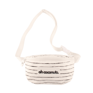 black and white bumbag with adjustable strap